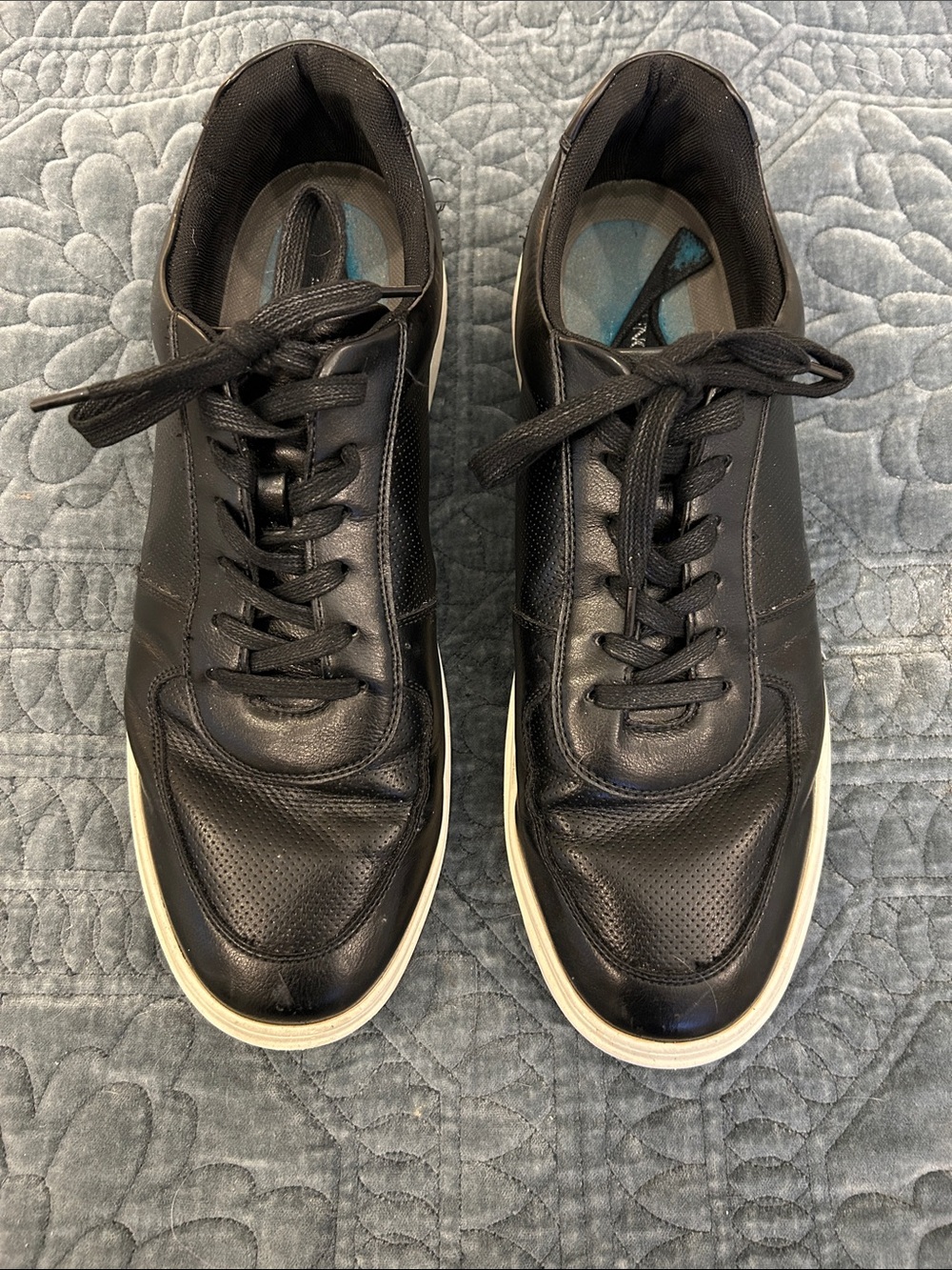 Bruno Marc Men's Black Leather Lace-Up Sneakers